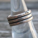 Vintage Sterling Silver Ribbed Band 7.75