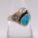 Vintage Sterling Turquoise Feather Ring 8.25