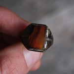 Vintage Sterling Mid Century Agate Signet Ring 8