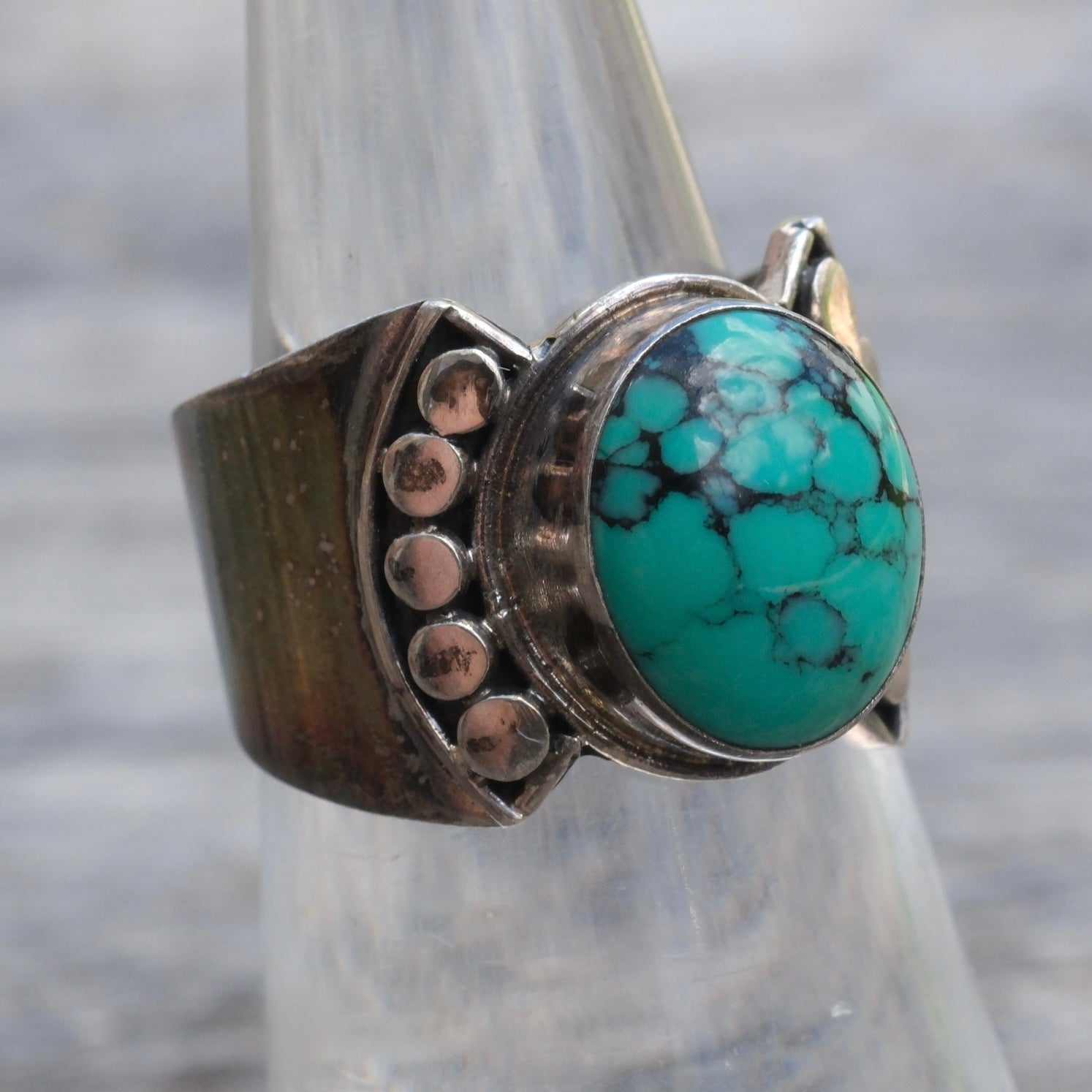 Vintage Sterling Turquoise Ring 6.5