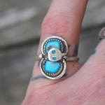 Vintage Sterling Effie Turquoise Snake Ring 6.75