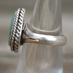 Vintage Sterling Turquoise Teardrop Roper Ring 5.75
