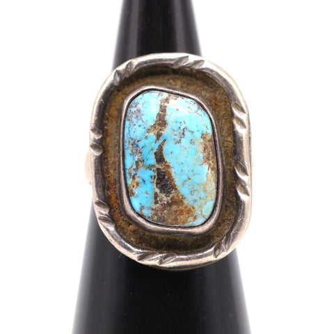 Vintage Sterling Turquoise Ring 4.5