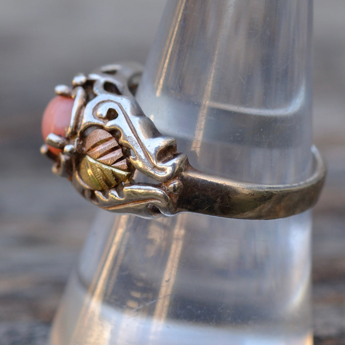 Vintage Sterling and Gold Spiny Oyster Ring 8.75