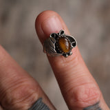 Vintage Sterling Tigers Eye Feather Ring 2.5