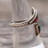 Vintage Sterling Multistone Inlay Overpass Ring 7