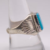 Vintage Sterling Turquoise Stamped Band Ring 9.75