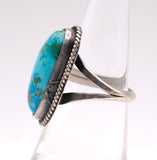 Vintage Sterling Turquoise Roper Ring 5.75