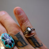 Vintage Sterling Mother Of Pearl Feather Ring 4.5