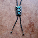 Vintage Sterling 3-Stone Turquoise Bolo Tie