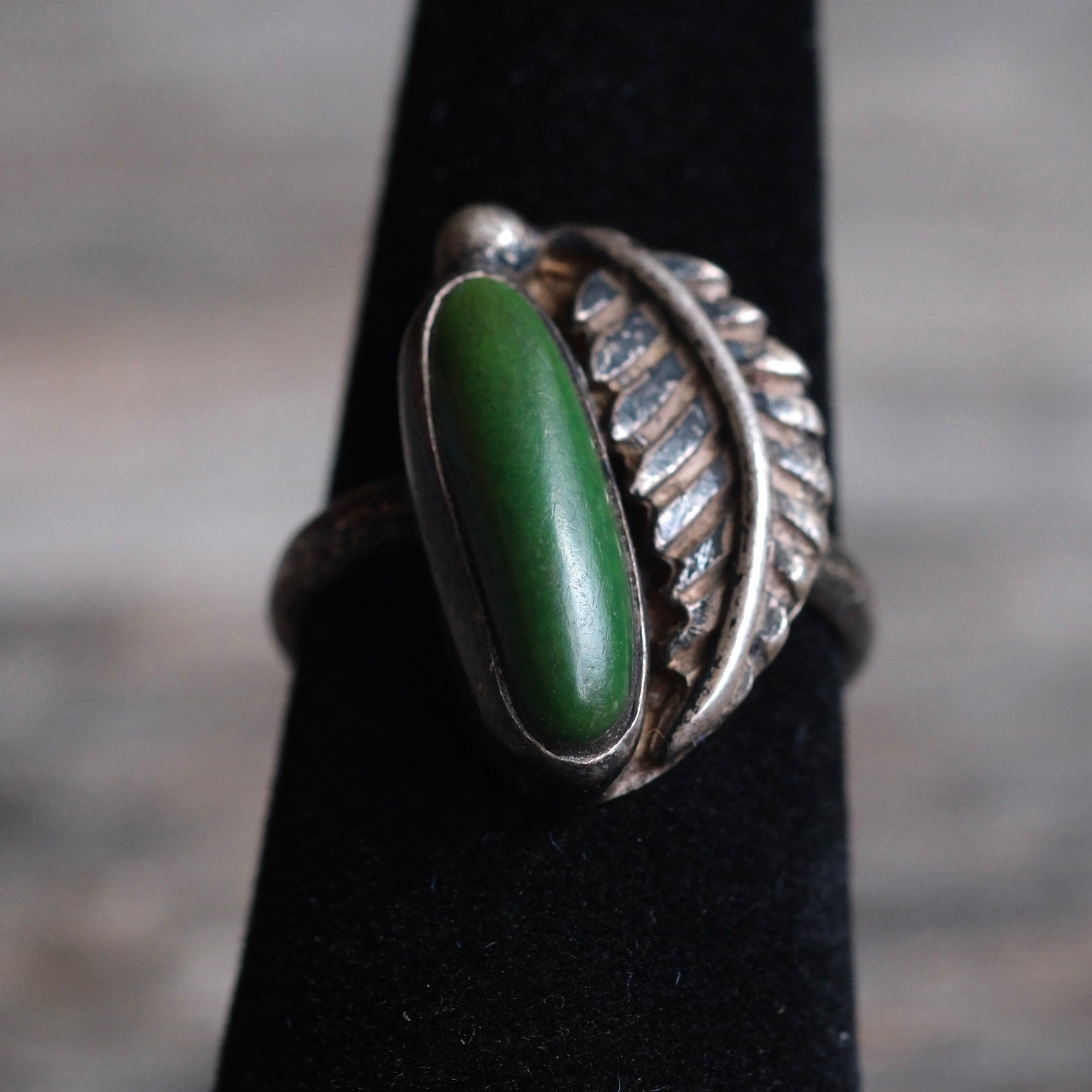 Vintage Sterling Turquoise Feather Ring 5.5
