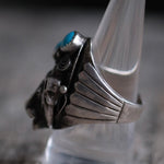 Vintage Sterling Double Turquoise Bear Ring 9.25