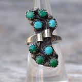 Vintage Sterling Turquoise Cluster Ring 6.75