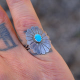 Vintage Sterling Turquoise Concho Ring 6