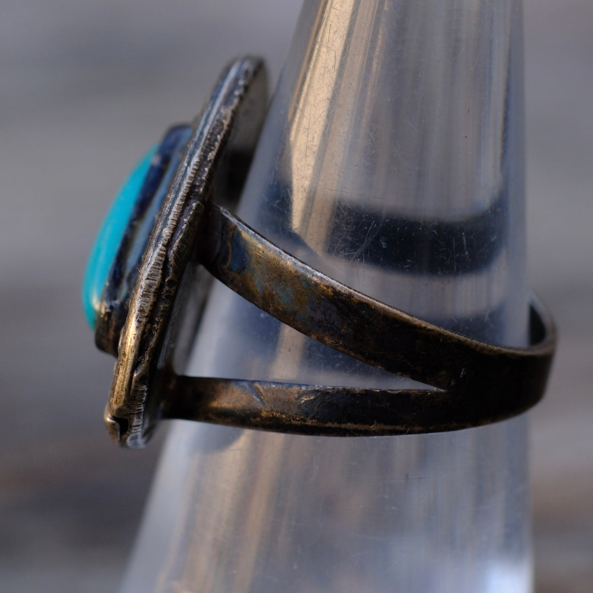 Vintage Sterling Turquoise Roper Ring 6