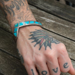 Vintage Sterling Turquoise Inlay Cuff