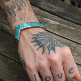 Vintage Sterling Turquoise Inlay Cuff