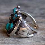 Vintage Sterling 5-Stone Bisbee Turquoise Horseshoe Ring 12