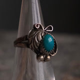 Vintage Sterling Turquoise Feather Ring 3.75
