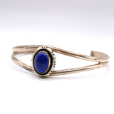 Vintage Sterling Lapis Cuff Bracelet 6.75"