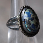 Vintage Sterling Lapis Roper Ring 6.75