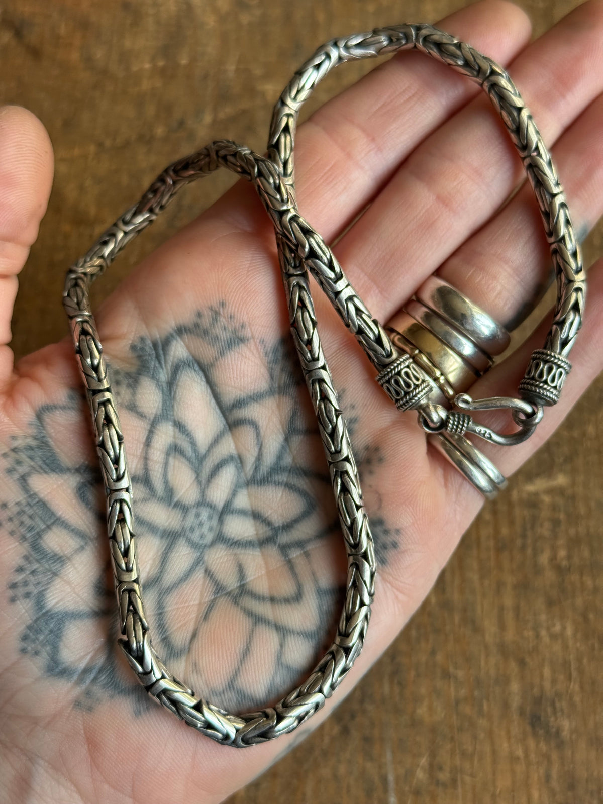 Vintage Sterling Silver 18” Chunky Byzantine Chain