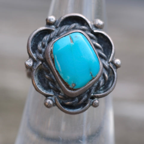 Vintage Sterling Turquoise Ring 5.75