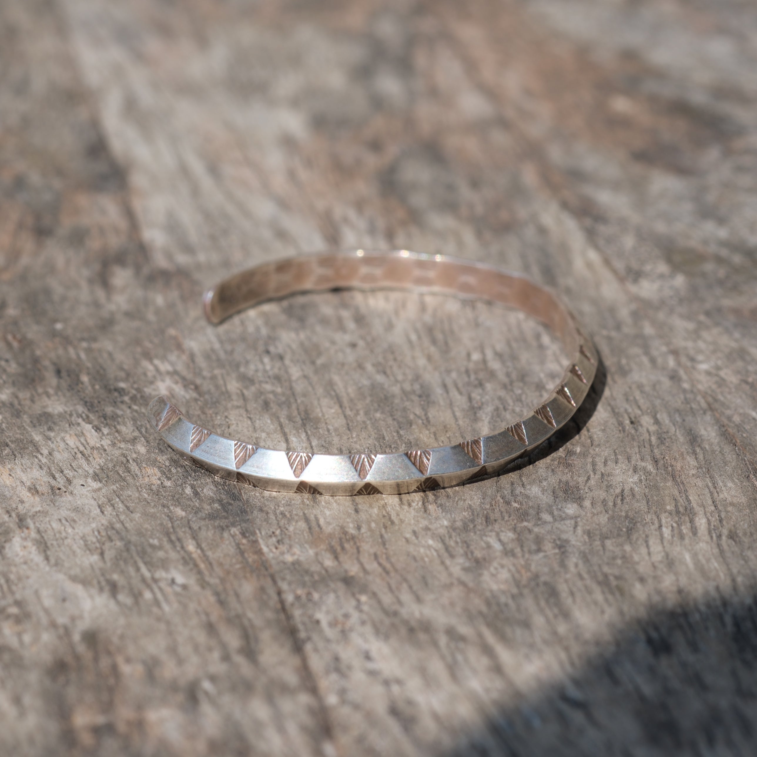 Vintage Sterling Silver Triangle Stamped Triangle Cuff