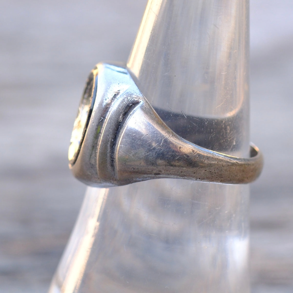 Vintage Sterling Hematite Signet Ring 7.25