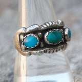 Vintage Sterling 3-Stone Turquoise Ring 9.5