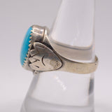 Vintage Sterling Turquoise Stamped Band Ring 9