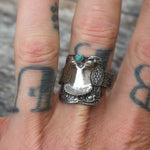 Vintage Sterling Turquoise Saddle Ring 11.5