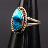 Vintage Sterling Turquoise Roper Ring 6.25