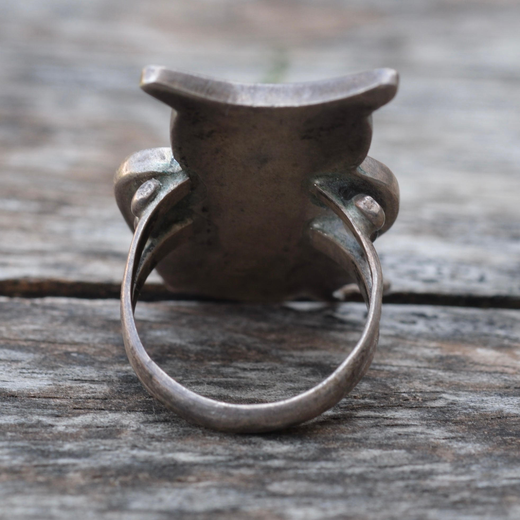 Vintage Sterling Multistone Inlay Owl Ring 7.75