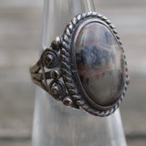 Vintage Sterling Petrified Wood Ring 4.5