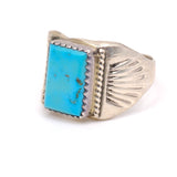 Vintage Sterling Turquoise Stamped Band Ring 9.25