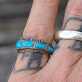 Vintage Sterling Turquoise Inlay Band 7.75