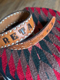 Vintage Hand Tooled Brown Leather ‘RETA’ Belt