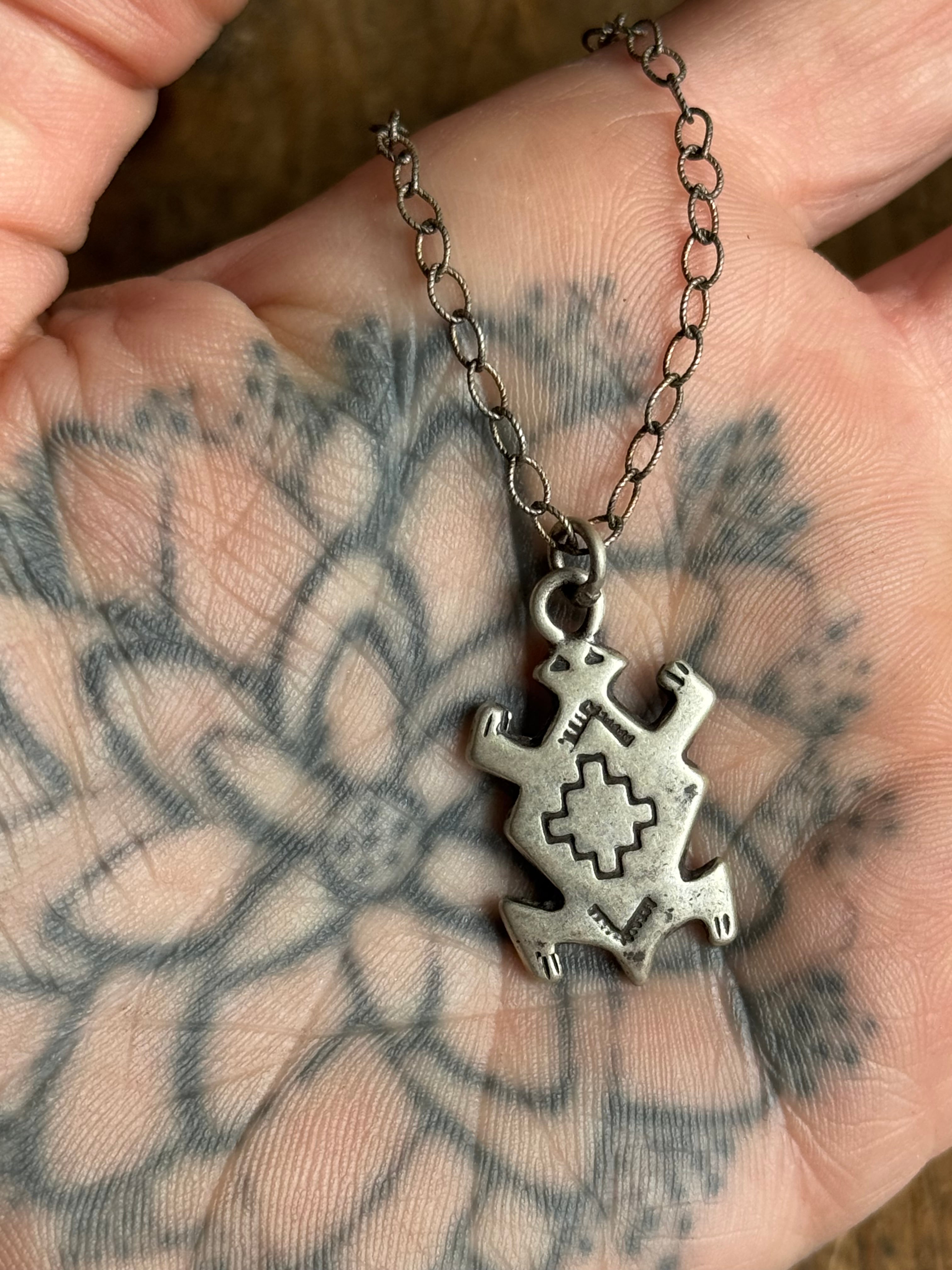 Vintage Sterling Silver Stamped Toad 20" Necklace