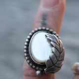 Vintage Sterling Mother Of Pearl Feather Ring 3