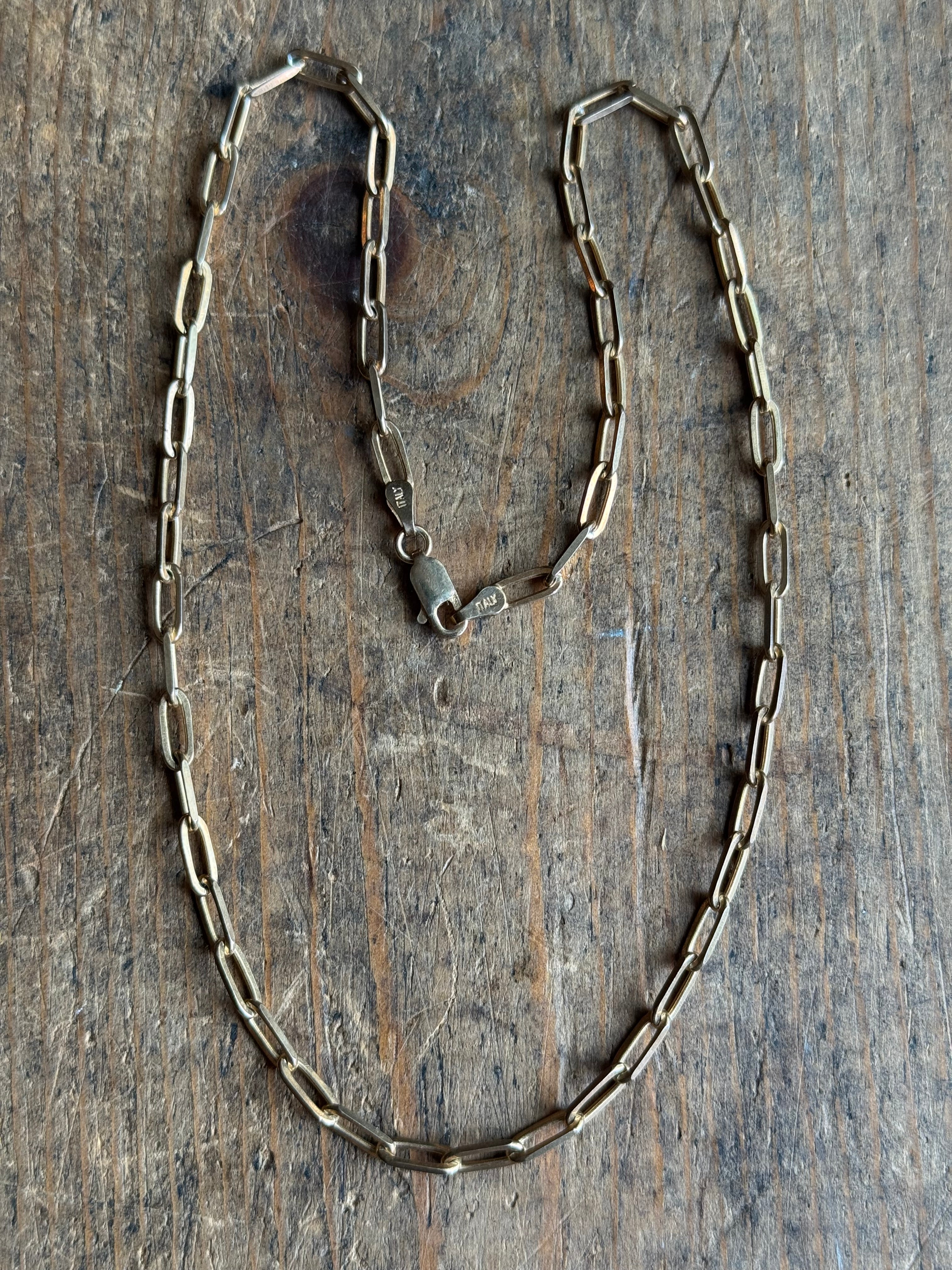 Vintage Sterling Silver 16” Gold Tone Paperclip Chain