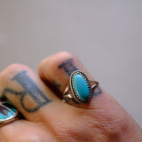 Vintage Sterling Turquoise Ring 7.25