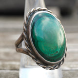 Vintage Sterling Malachite Roper Ring 10.5