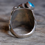 Vintage Sterling Turquoise and Coral Claw Ring 9.5