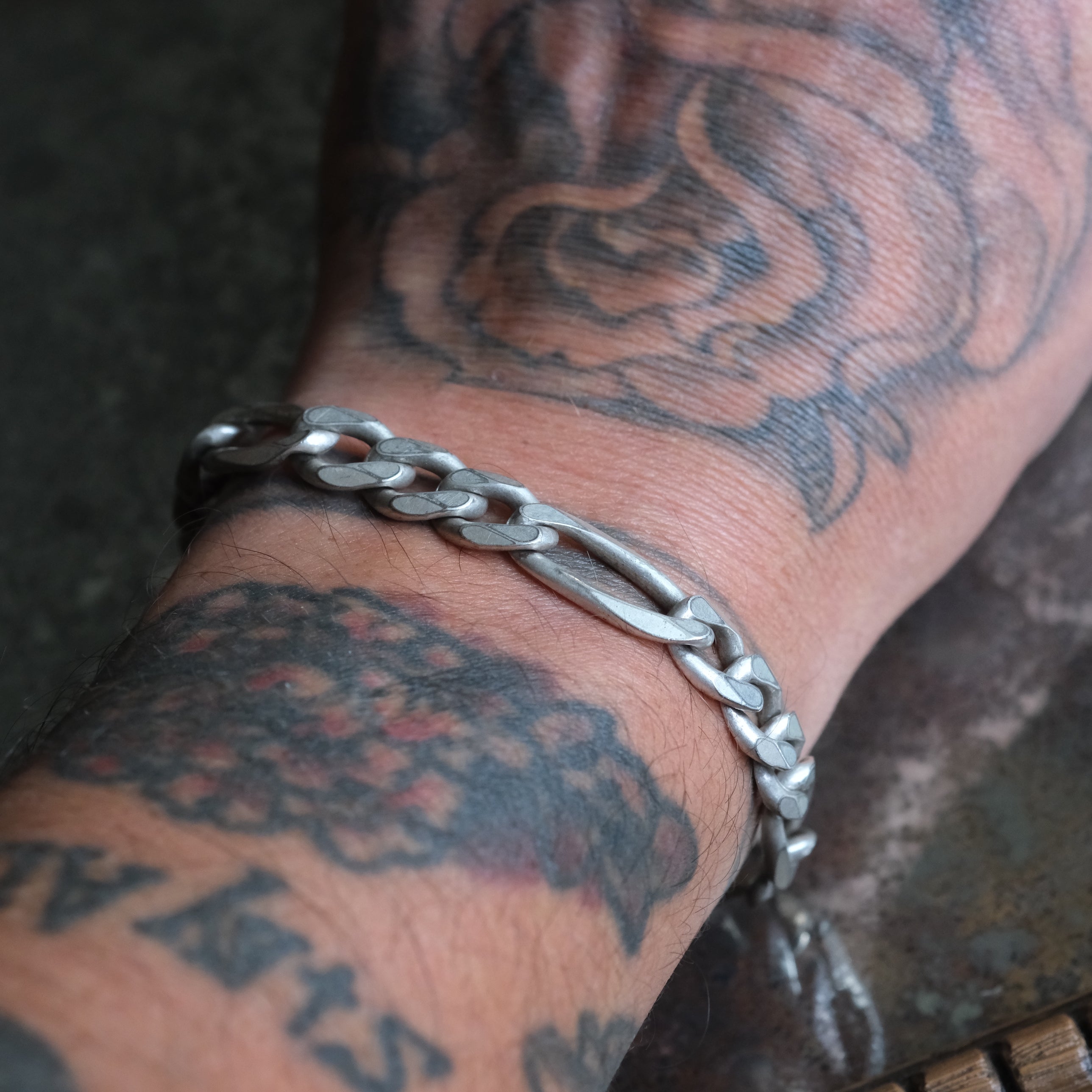 Vintage Sterling Silver Figaro Chain Bracelet