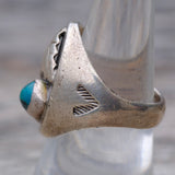 Vintage Sterling Turquoise Stamped Band Ring 8.25