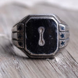 Vintage Sterling I Initial Signet Ring 9.25