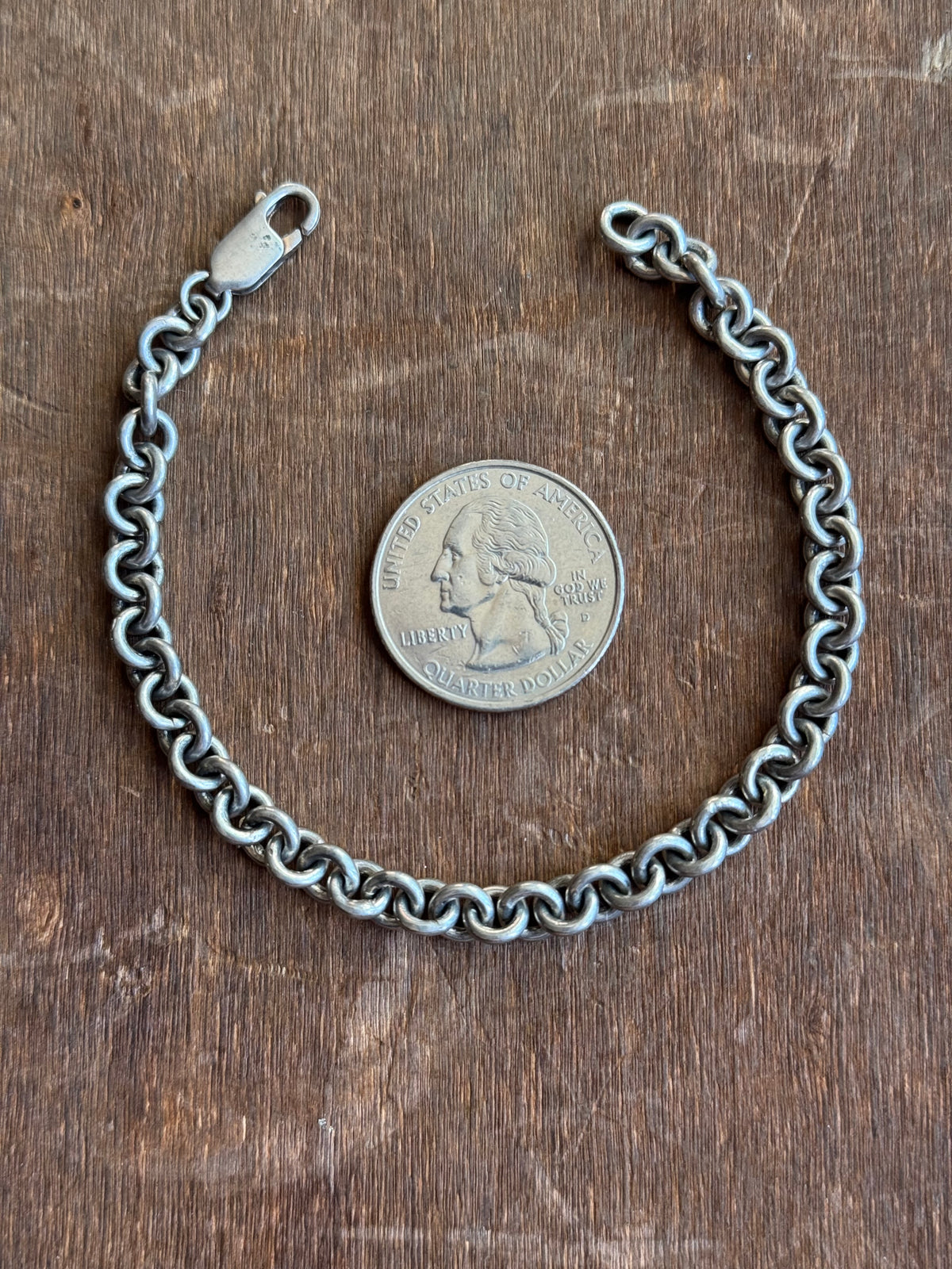 Vintage Sterling Silver 7.5” Cable Chain Bracelet