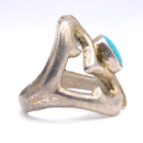 Vintage Sterling Turquoise Sandcast Ring 9.25