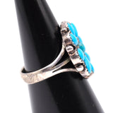 Vintage Sterling Turquoise Cluster Ring 6.5